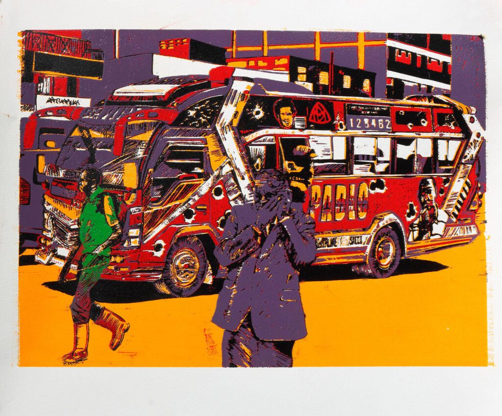 Matatu Culture - (Pablo) Ongata Line Sacco (Woodcut Print on Paper)